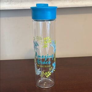 Blue and Green Amazing Grace Glass Water Bottle
